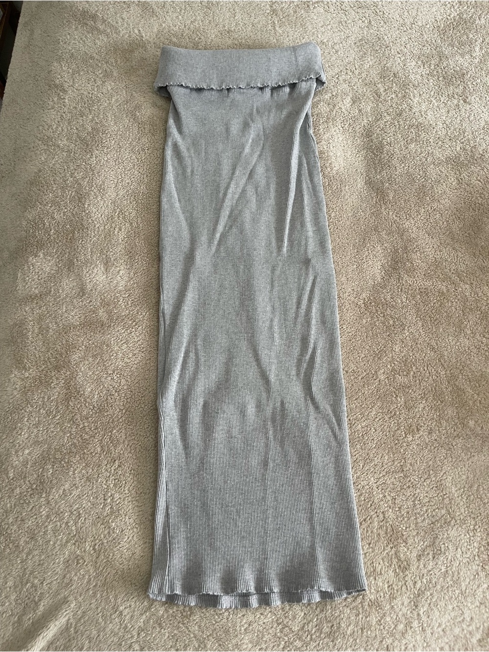Fashion Nova Light Gray Ribbed Maxi Skirt